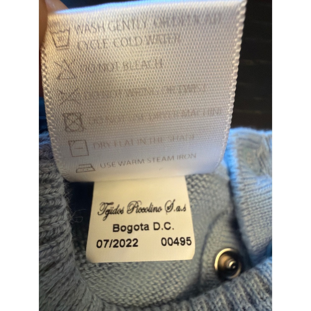 Dolce Goccia Knit Set Blue 2-Piece Sweater and Pants 6 Months 100% Cotton - Picture 4 of 5